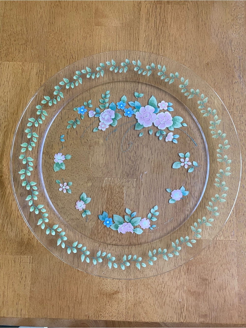 Pfaltzgraff Clear Floral Glass Round Serving Platter/Cake Plate